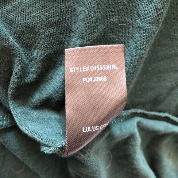 Lulu's Women's Swept Away Forest Green Long Sleeve Maxi Dress Size M Stretch - Picture 12 of 12